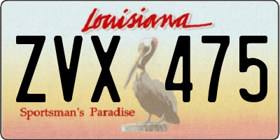 LA license plate ZVX475