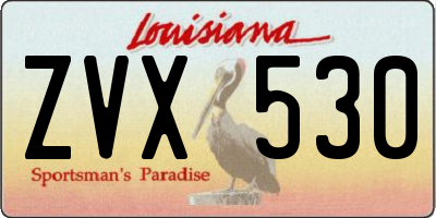 LA license plate ZVX530