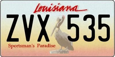 LA license plate ZVX535