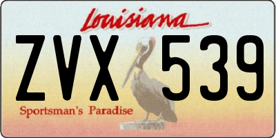LA license plate ZVX539