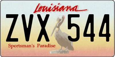 LA license plate ZVX544