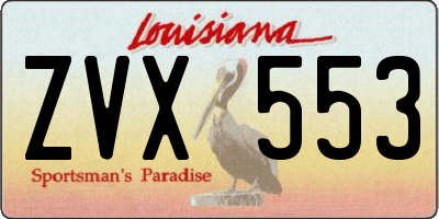LA license plate ZVX553