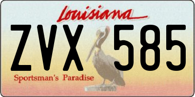 LA license plate ZVX585