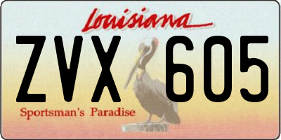 LA license plate ZVX605