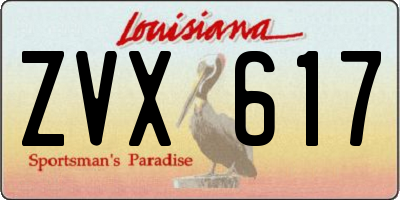 LA license plate ZVX617