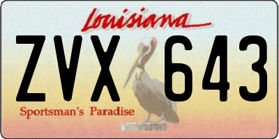 LA license plate ZVX643