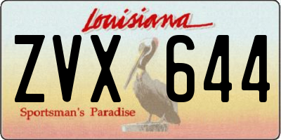 LA license plate ZVX644