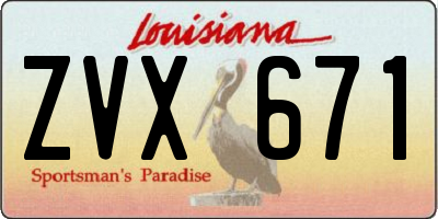 LA license plate ZVX671
