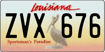 LA license plate ZVX676