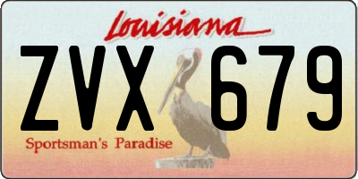 LA license plate ZVX679
