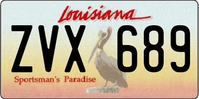 LA license plate ZVX689