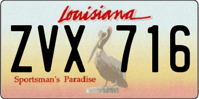 LA license plate ZVX716