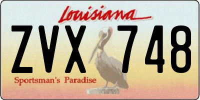 LA license plate ZVX748
