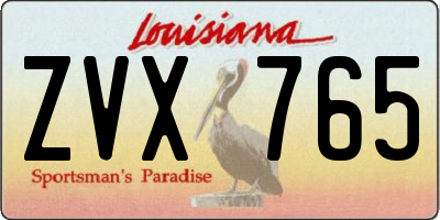 LA license plate ZVX765