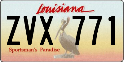 LA license plate ZVX771