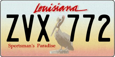 LA license plate ZVX772