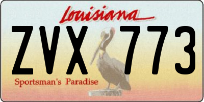 LA license plate ZVX773