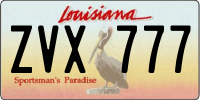 LA license plate ZVX777