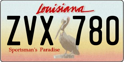 LA license plate ZVX780