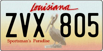 LA license plate ZVX805