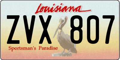 LA license plate ZVX807