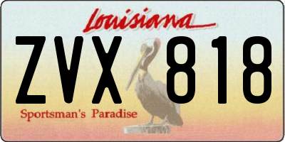 LA license plate ZVX818