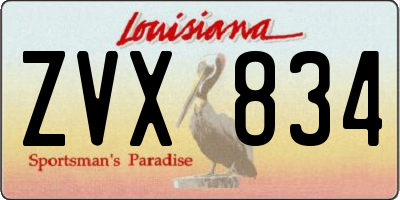 LA license plate ZVX834