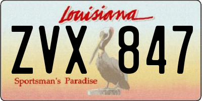 LA license plate ZVX847