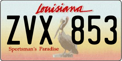 LA license plate ZVX853