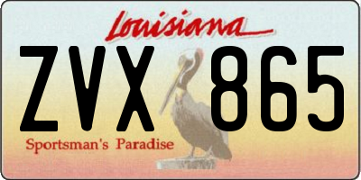 LA license plate ZVX865