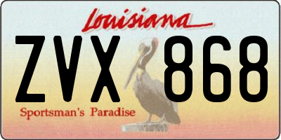 LA license plate ZVX868