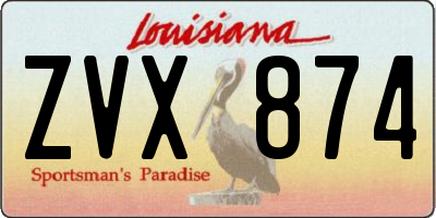 LA license plate ZVX874