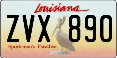 LA license plate ZVX890
