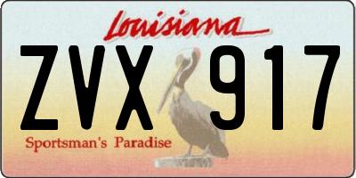 LA license plate ZVX917