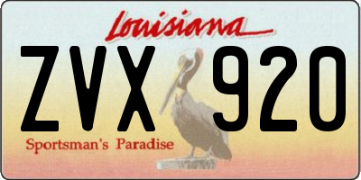 LA license plate ZVX920