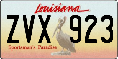 LA license plate ZVX923