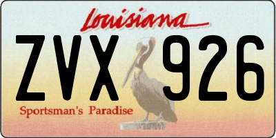 LA license plate ZVX926
