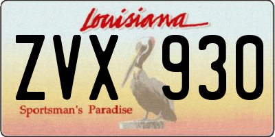 LA license plate ZVX930