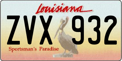 LA license plate ZVX932
