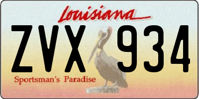 LA license plate ZVX934