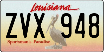 LA license plate ZVX948