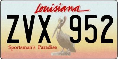 LA license plate ZVX952