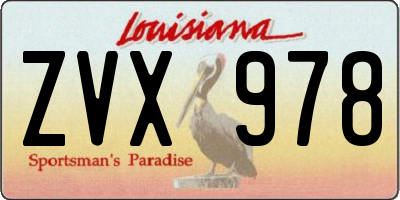 LA license plate ZVX978