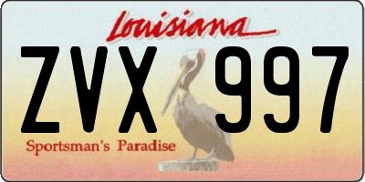LA license plate ZVX997