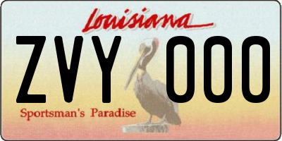 LA license plate ZVY000