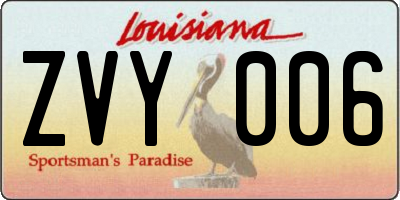 LA license plate ZVY006