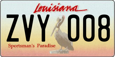 LA license plate ZVY008