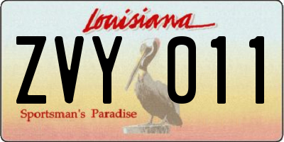 LA license plate ZVY011