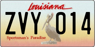 LA license plate ZVY014