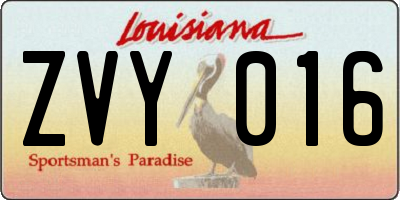 LA license plate ZVY016